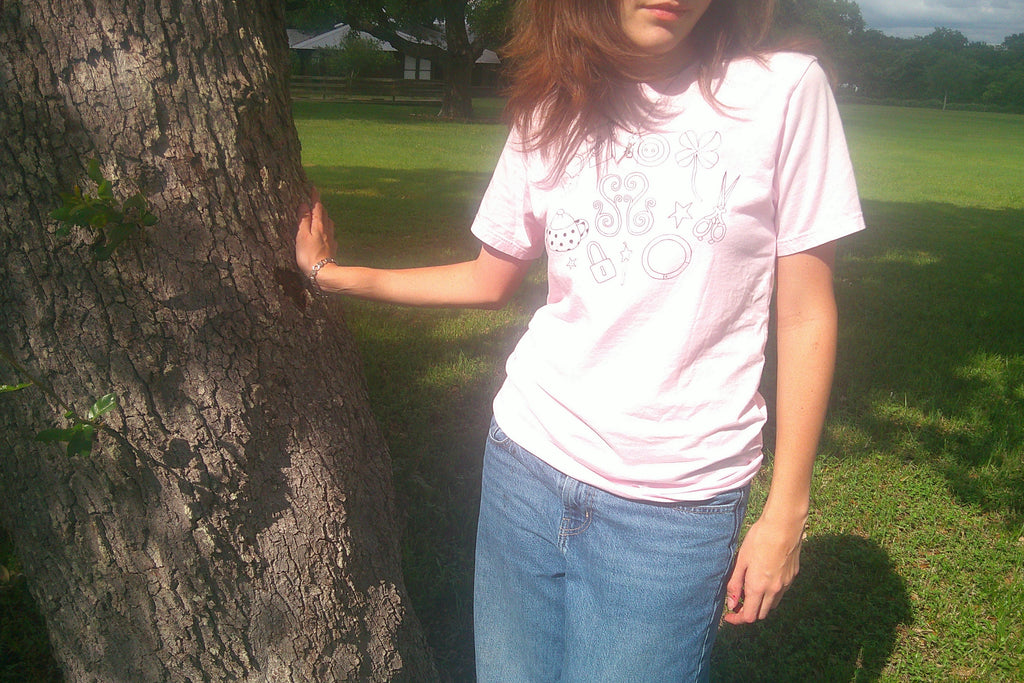 lost trinkets pink t-shirt