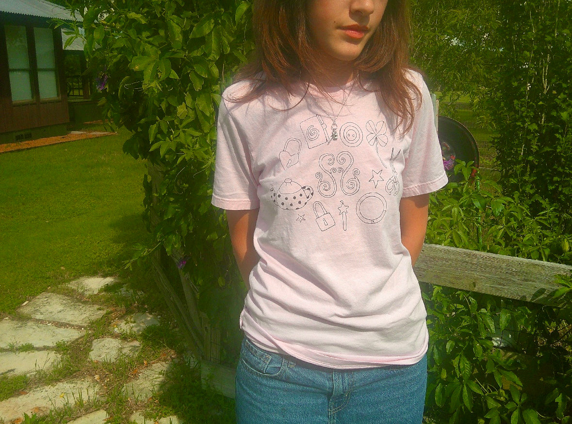 lost trinkets pink t-shirt