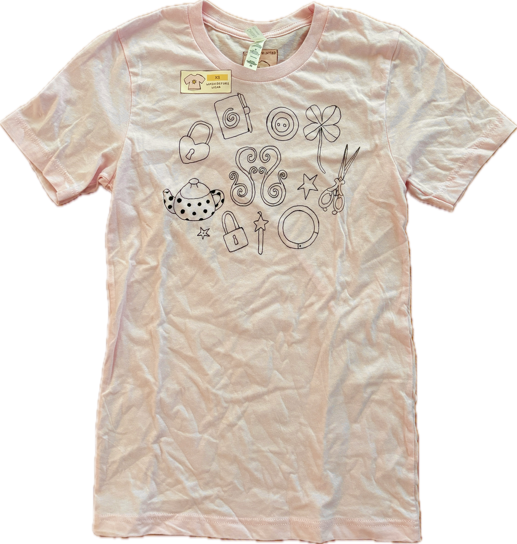 lost trinkets pink t-shirt