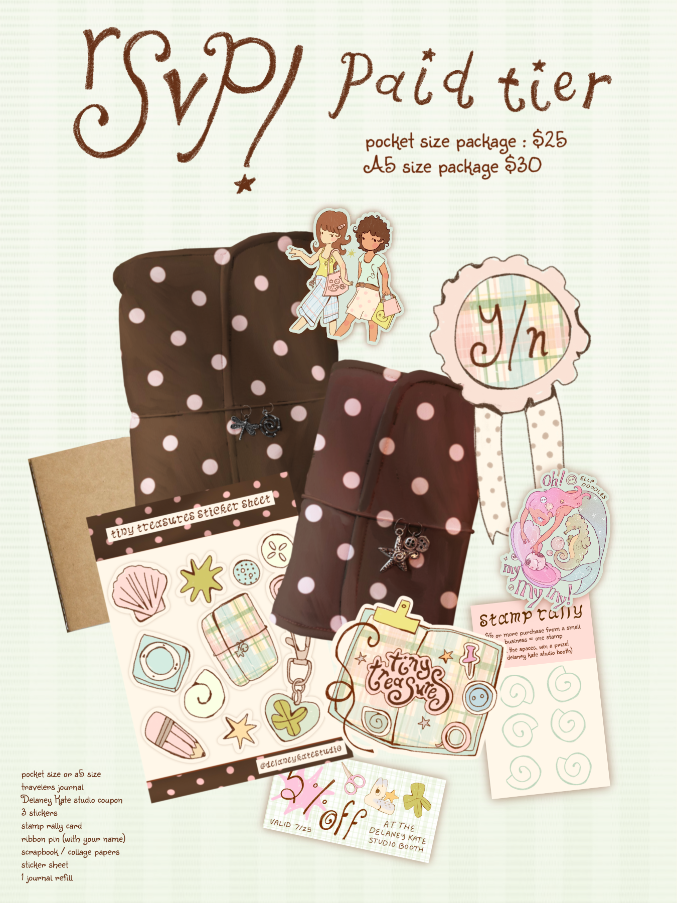 paid tier rsvp - tiny treasures the event | polka dot travelers journal (2 sizes)