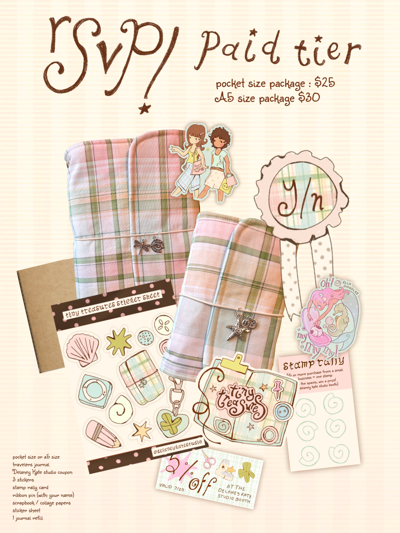 paid tier rsvp - tiny treasures the event | plaid travelers journal (2 sizes)